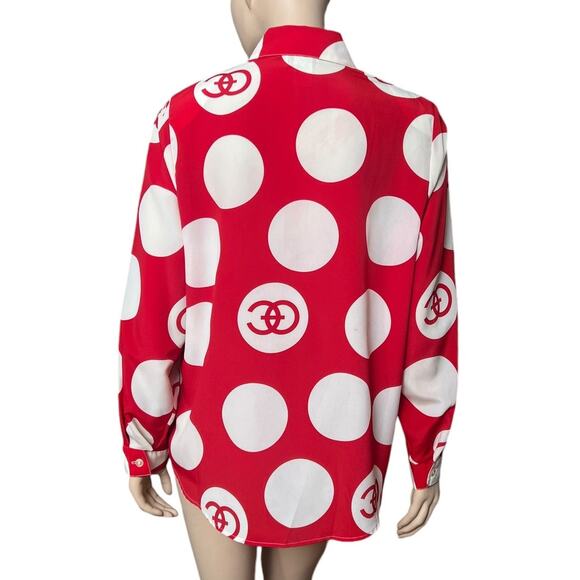 Vintage 80s Long Sleeves Blouse M Button Front Closure Polyester/ Rayon Blend - Picture 4 of 10